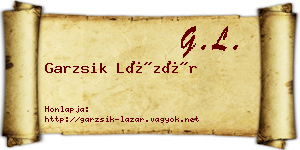 Garzsik Lázár névjegykártya